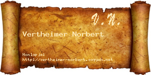 Vertheimer Norbert névjegykártya